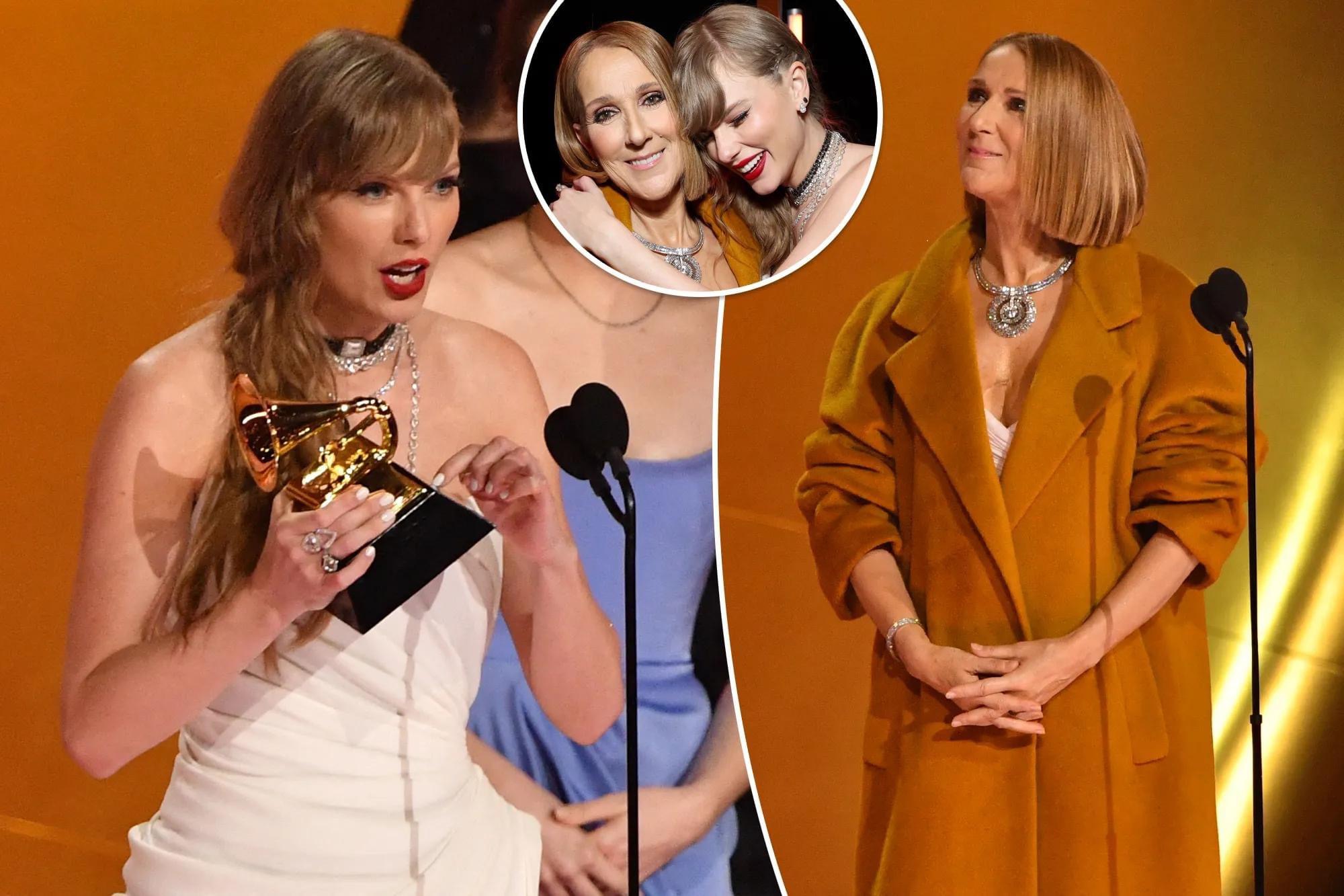 Taylor Swift Poses with Celine Dion After Grammys AOTY Onstage SNAFU Best